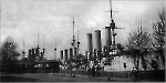 Крейсеры «Аврора» и «Диана» на Неве. Весна 1918 года
