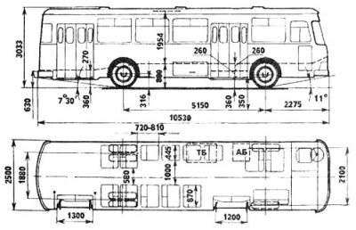 Чертеж автобуса ЛиАЗ-677