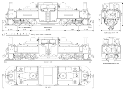 Чертеж паровоза Ffestiniog Railway Double Fairlie 0-4-4-0T 