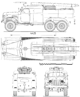 Чертеж пожарной машины ПМЗ-27А на базе ЗиЛ-157