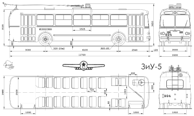 Чертеж троллейбуса ЗиУ-5