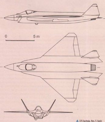 Чертеж истребителя Су-75