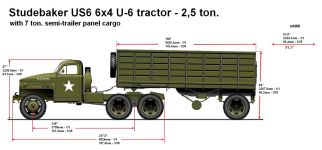 Чертеж тягача Studebaker US6 - U6 - 6x4 с 7-тонным полуприцепом