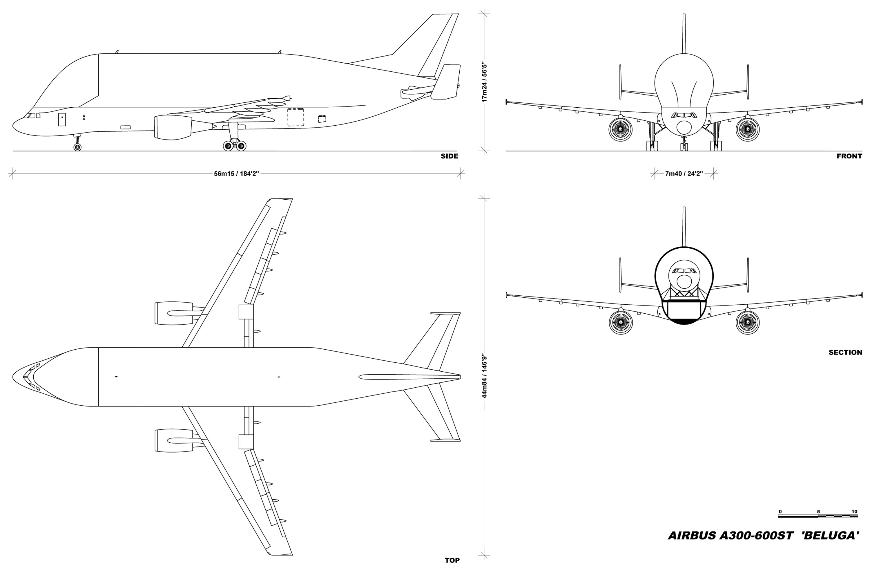 Чертеж Airbus A300-600ST Beluga