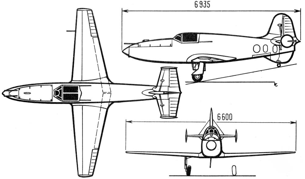 Чертеж ракетного истребителя БИ-1
