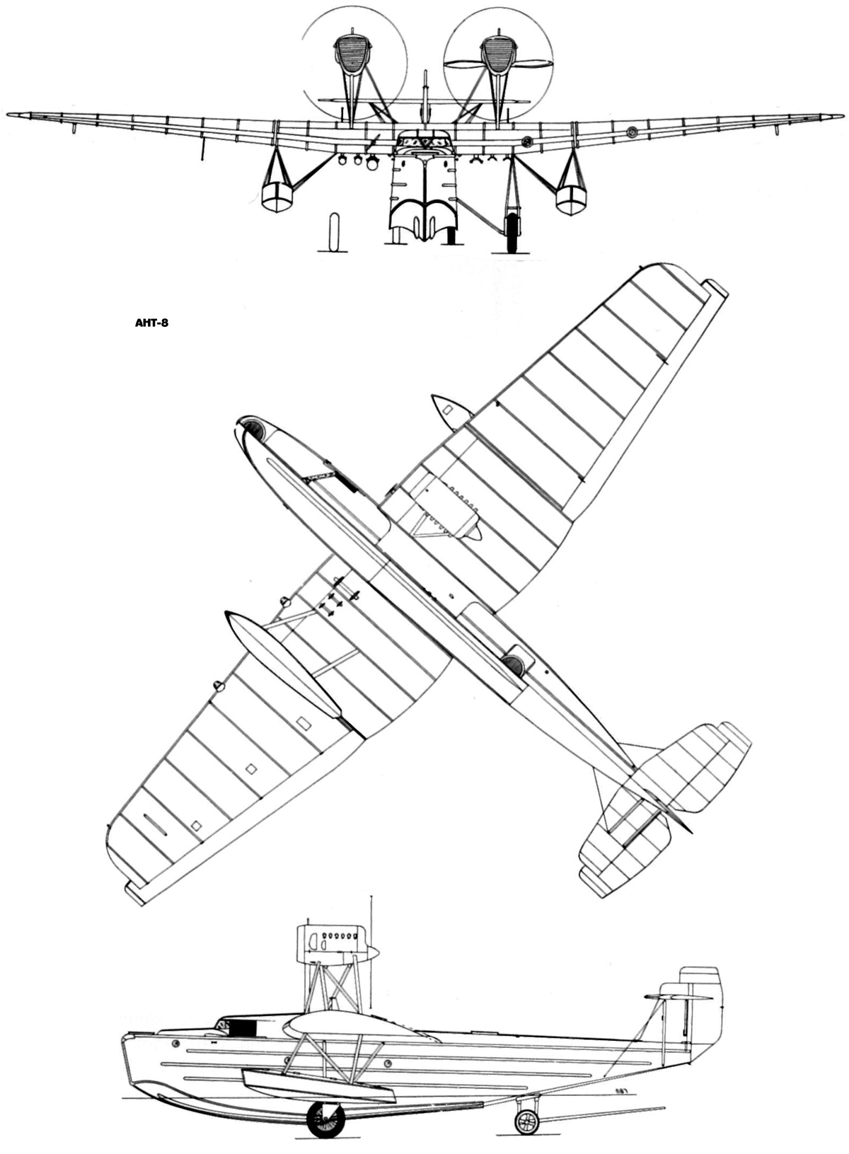 Чертеж самолет АНТ-8