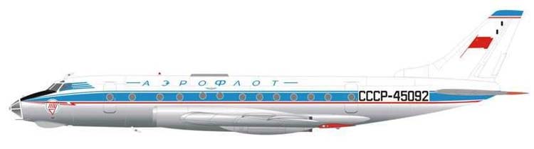 Силуэт самолета Ту-124