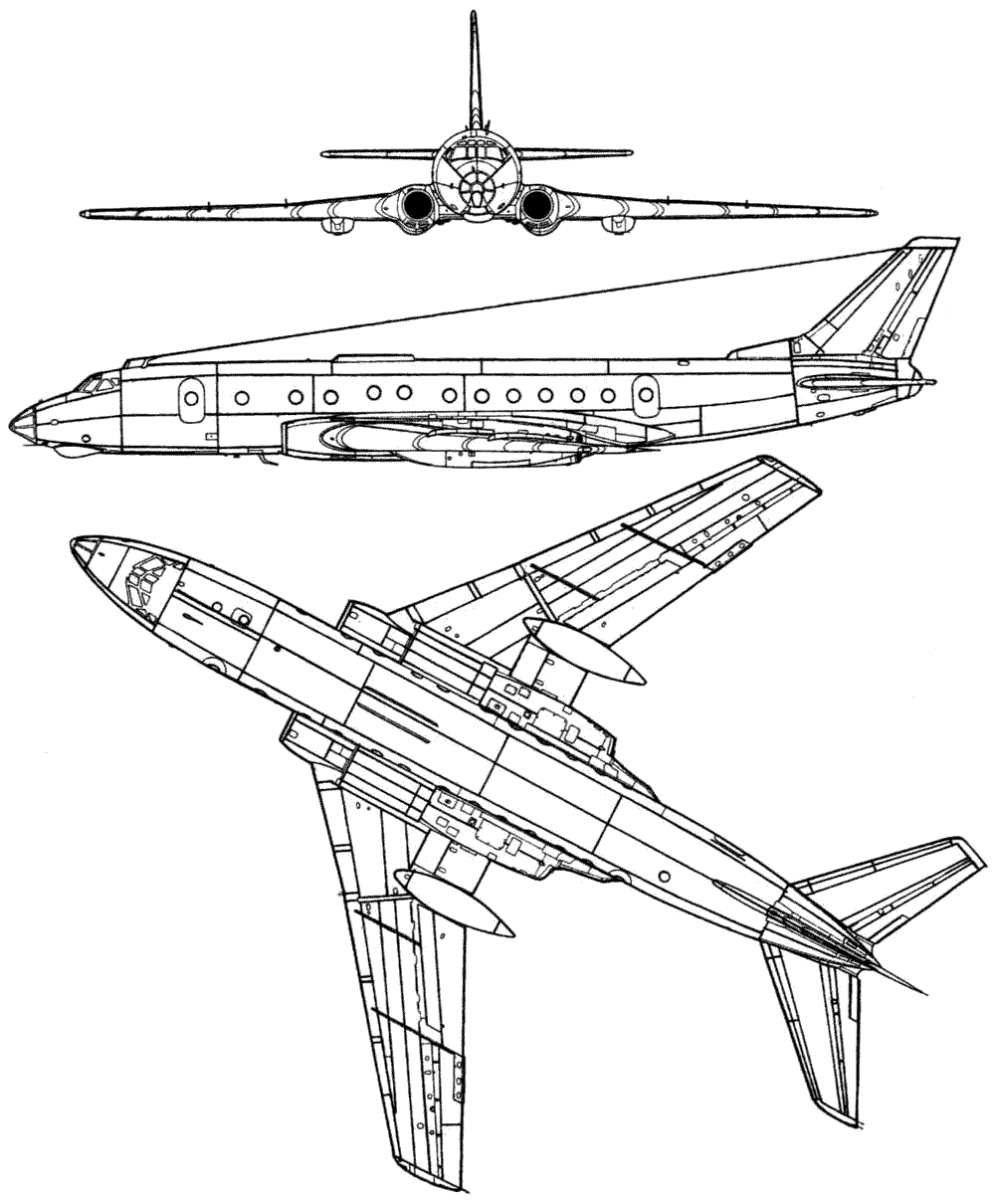 Чертеж самолета Ту-124