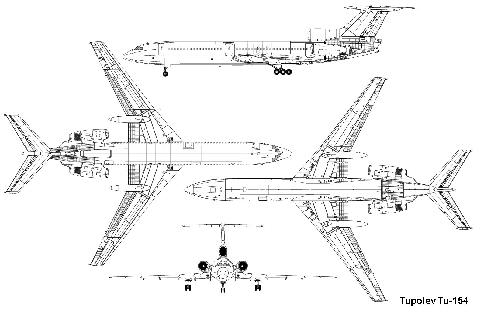 Чертеж Ту-154
