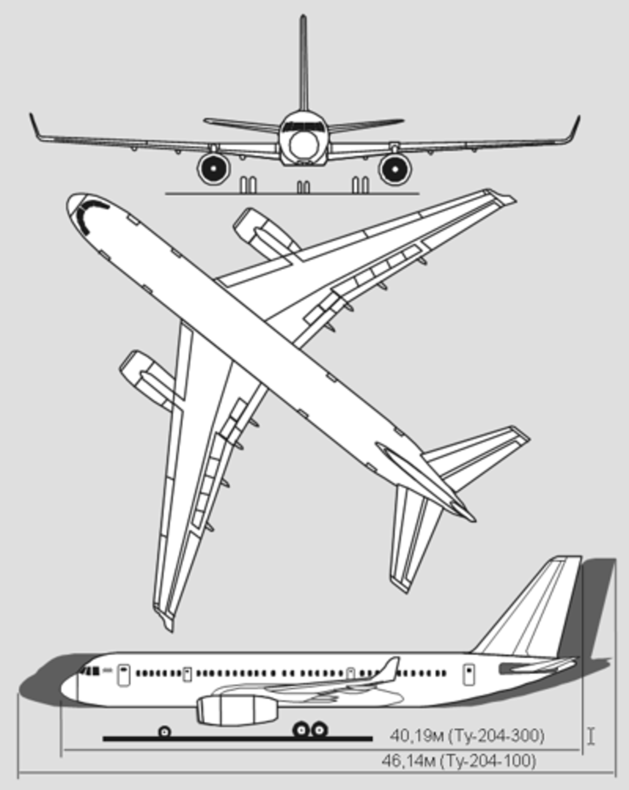 Чертеж самолета Ту-204