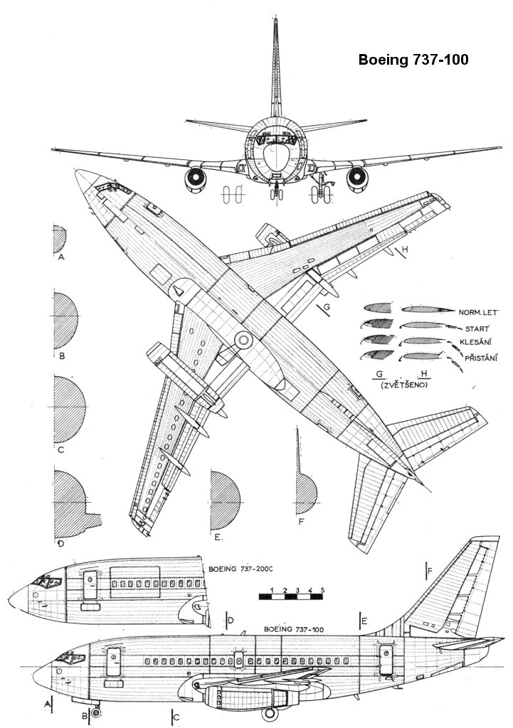Чертеж самолета Boeing 737-100