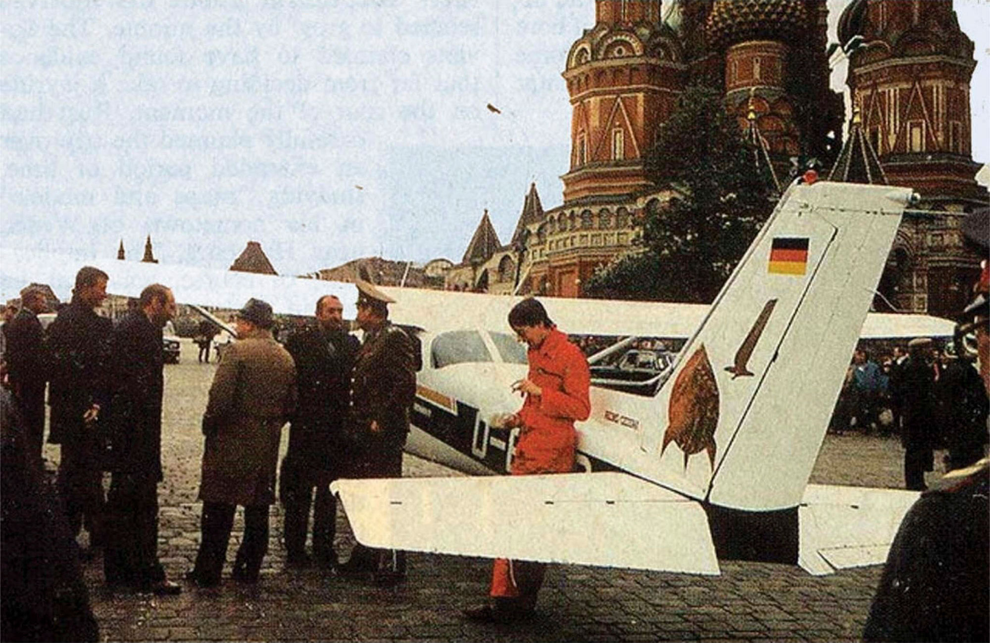 Матиас Руст на Красной площади в Москве