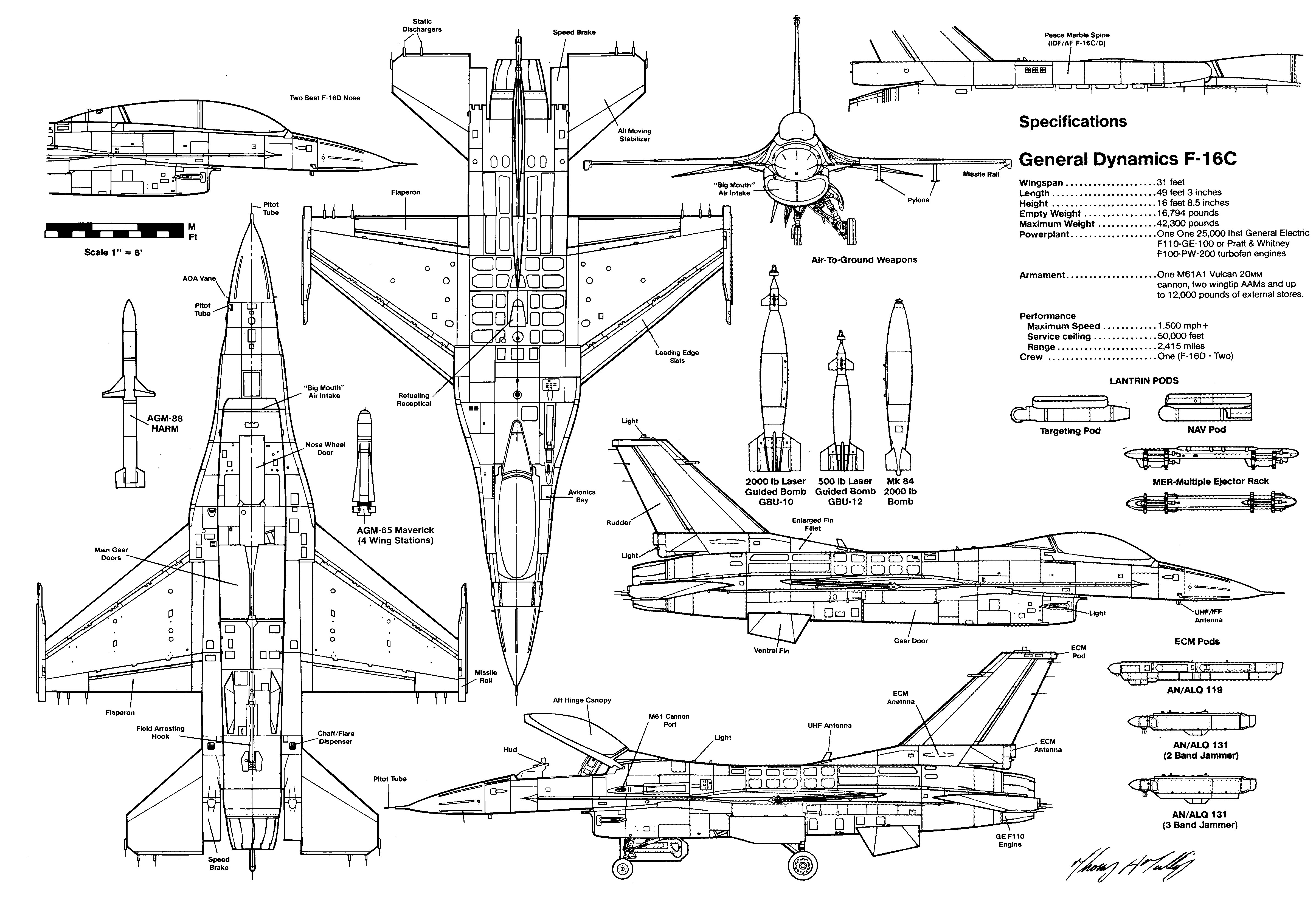 Чертеж F-16C