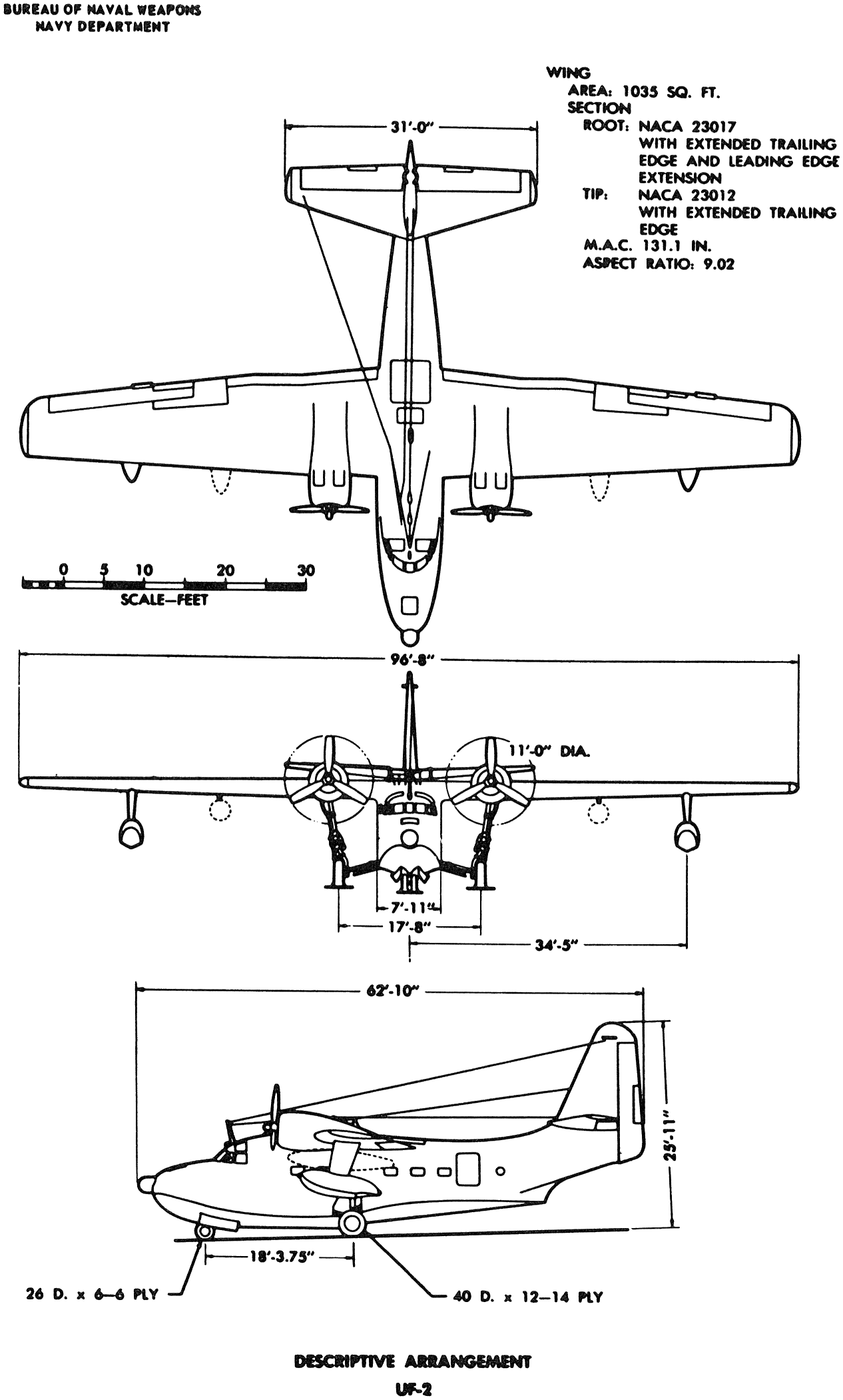 Чертеж Grumman HU-16 Albatross