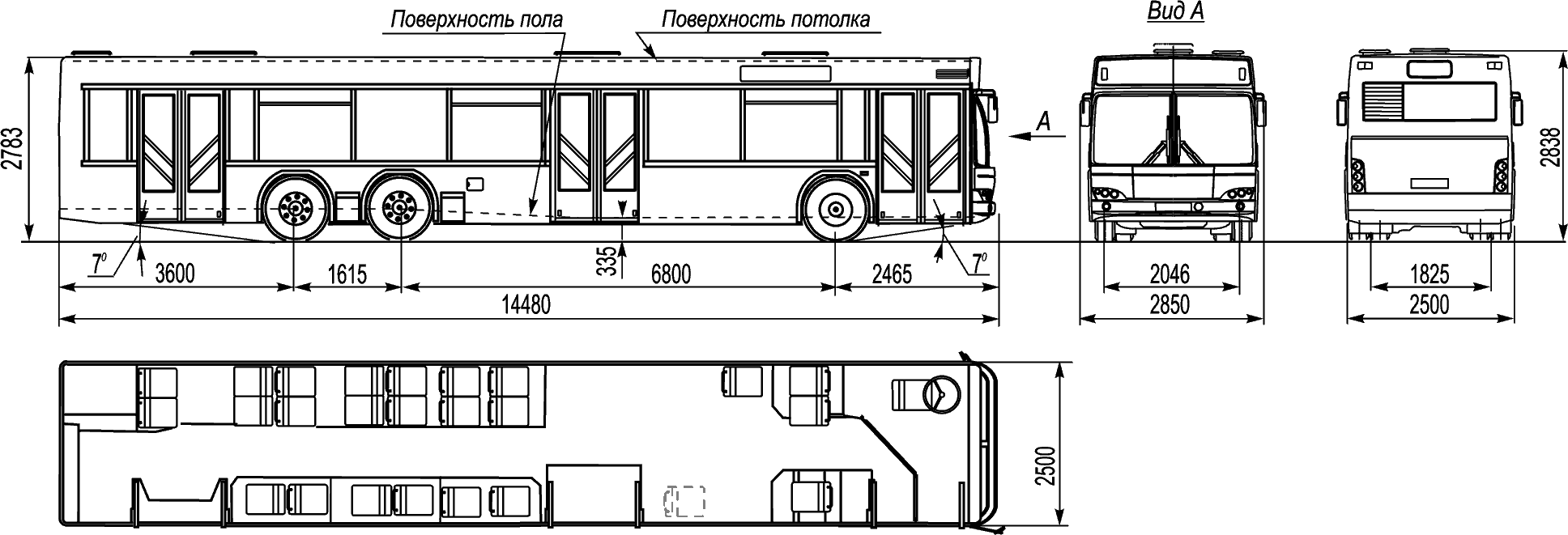 Чертеж автобуса МАЗ-107