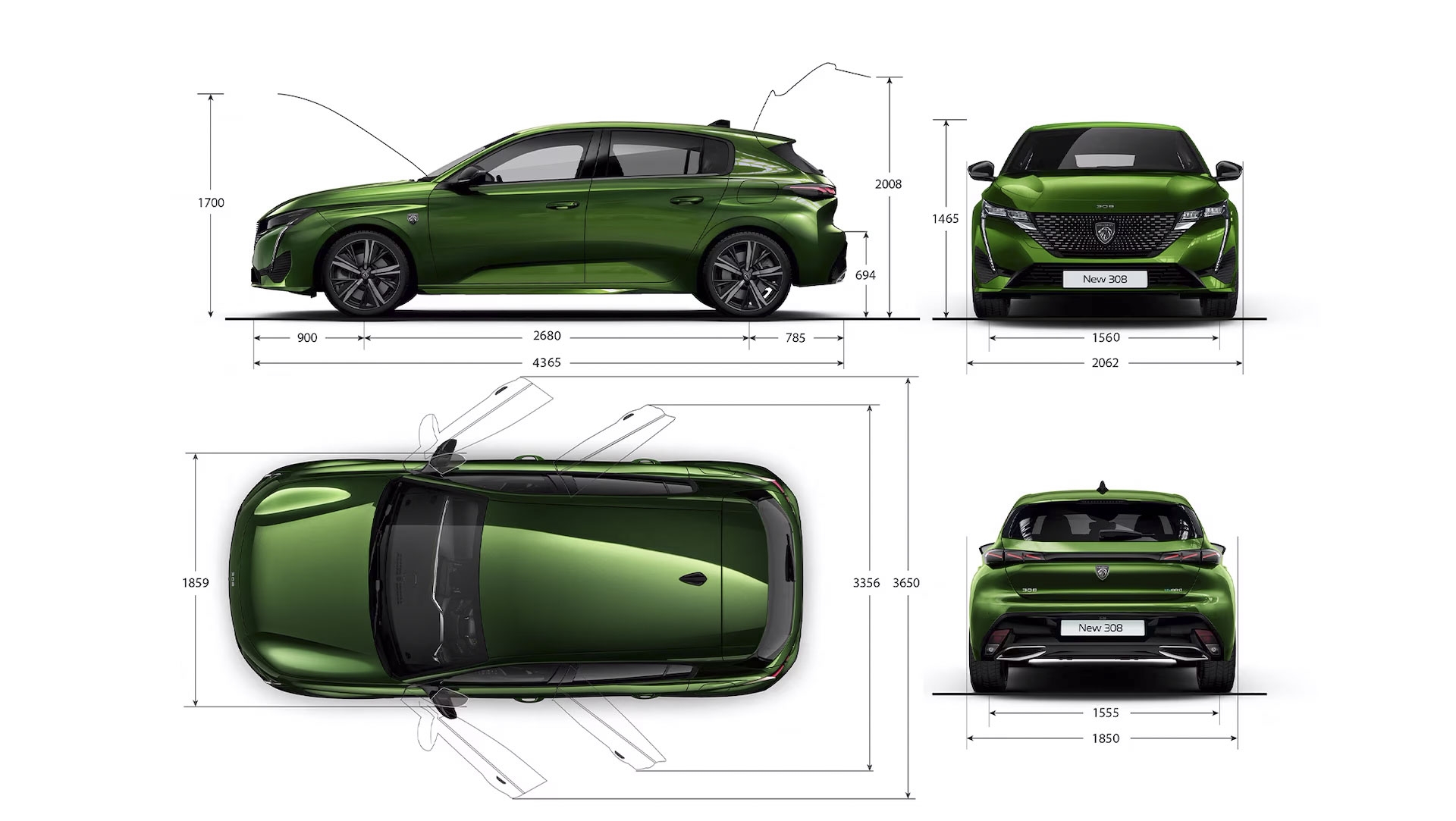 Чертеж Peugeot 308 (2021 г)