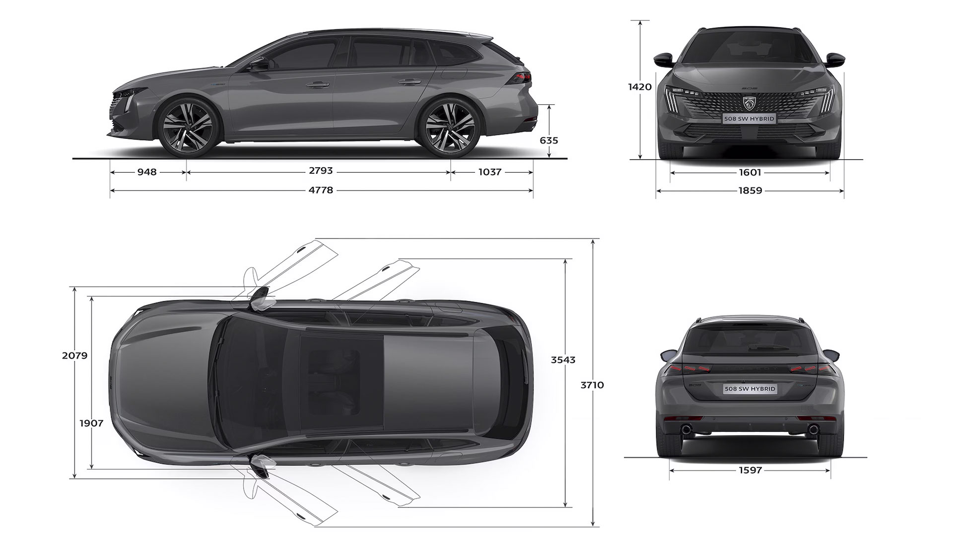 Чертеж Peugeot 508 SW (2018 г)