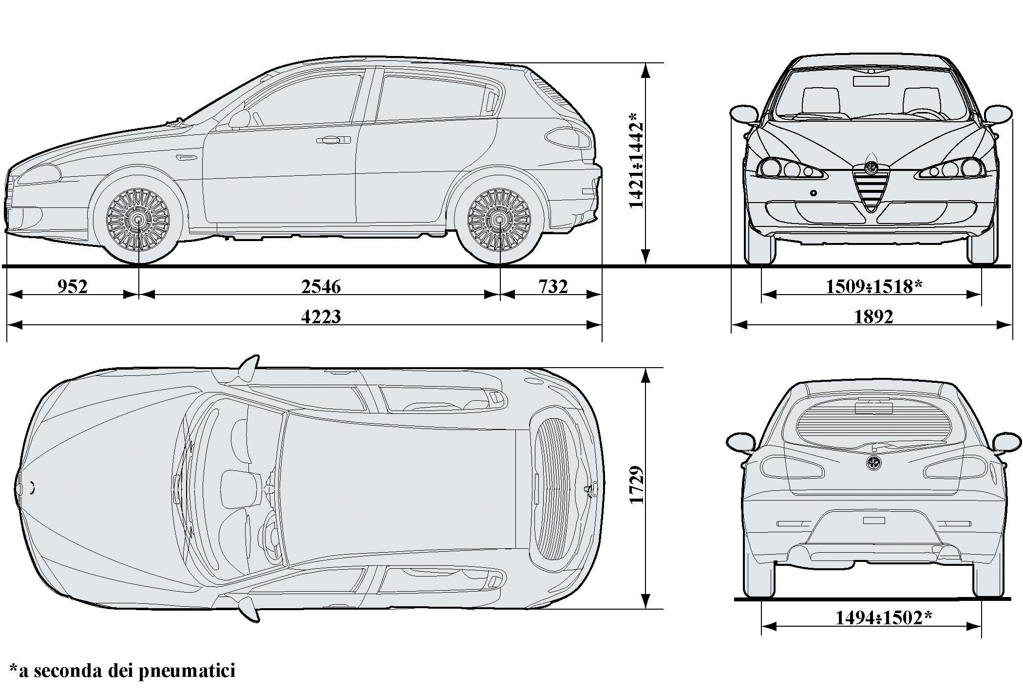 Чертеж Alfa Romeo 147 5-дверей