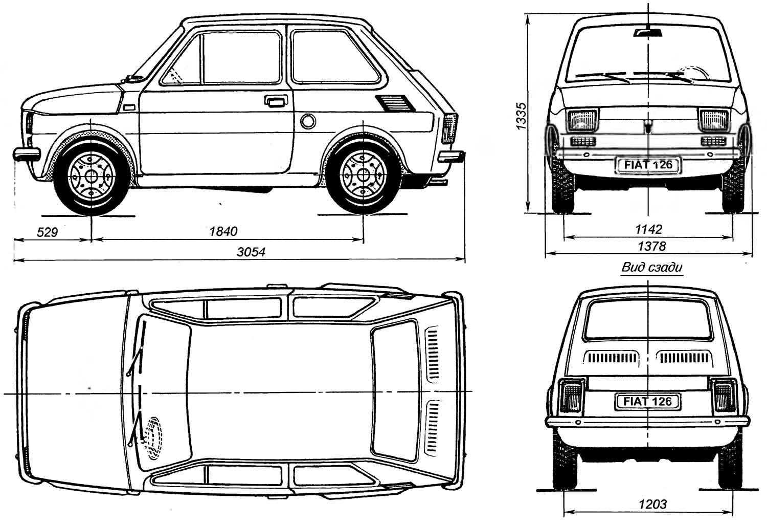 Чертеж Fiat 126p