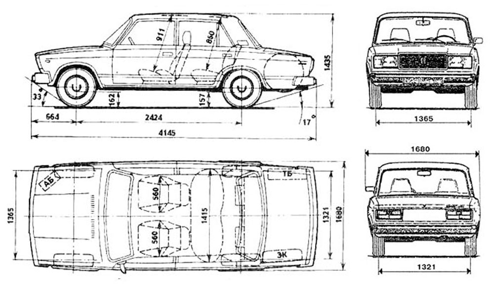 Чертеж ВАЗ-2107