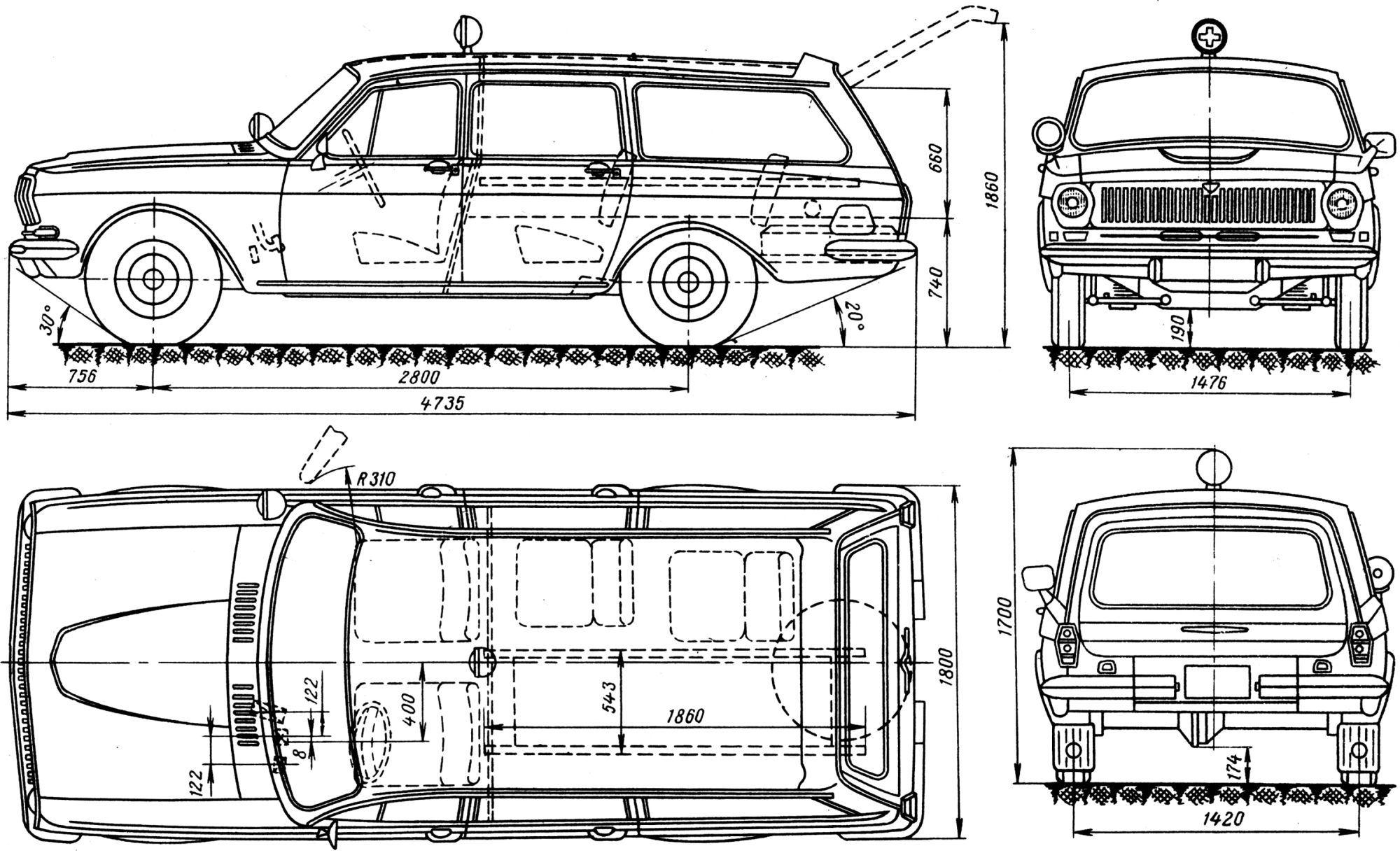 Чертеж ГАЗ-24-03 Скорая медицинская помощь