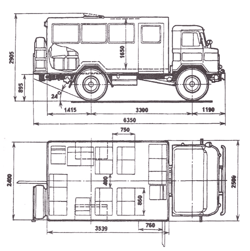 Чертеж ТС-3964 на базе ГАЗ-66
