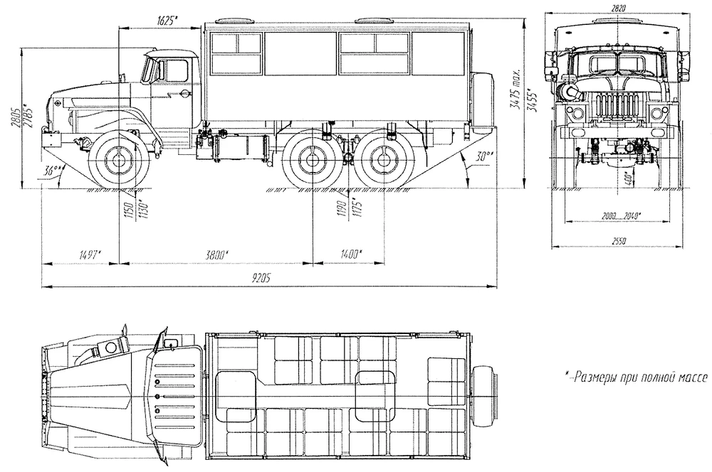 Чертеж Урал 4320 32551-0013-61 6x6
