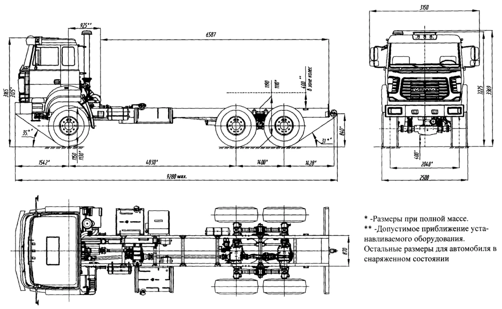 Чертеж Урал-М 4320-4951-82 6x6