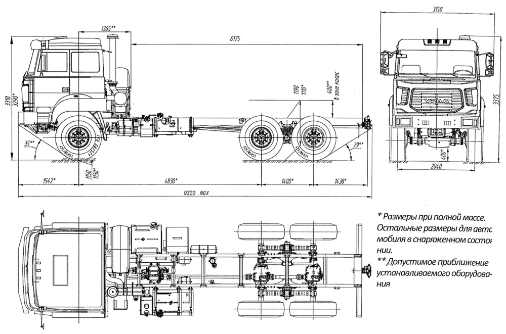 Чертеж Урал-М 4320-4971-82 6x6
