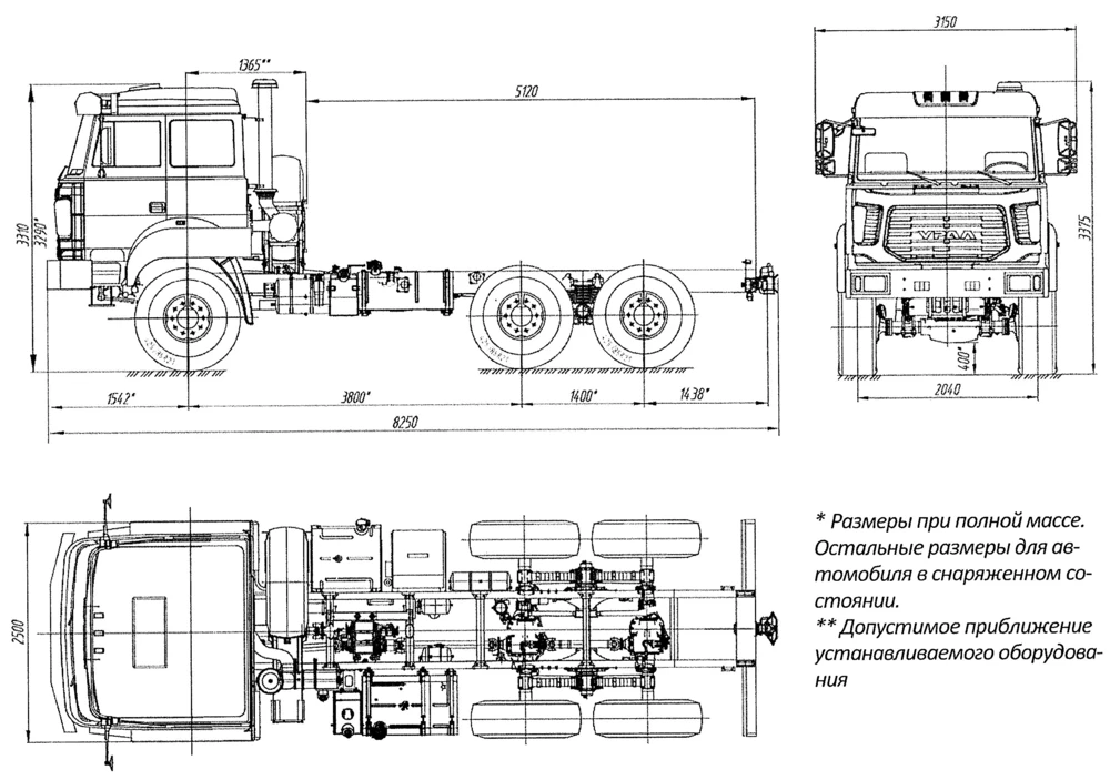 Чертеж Урал-М 5557-4512-80 6x6