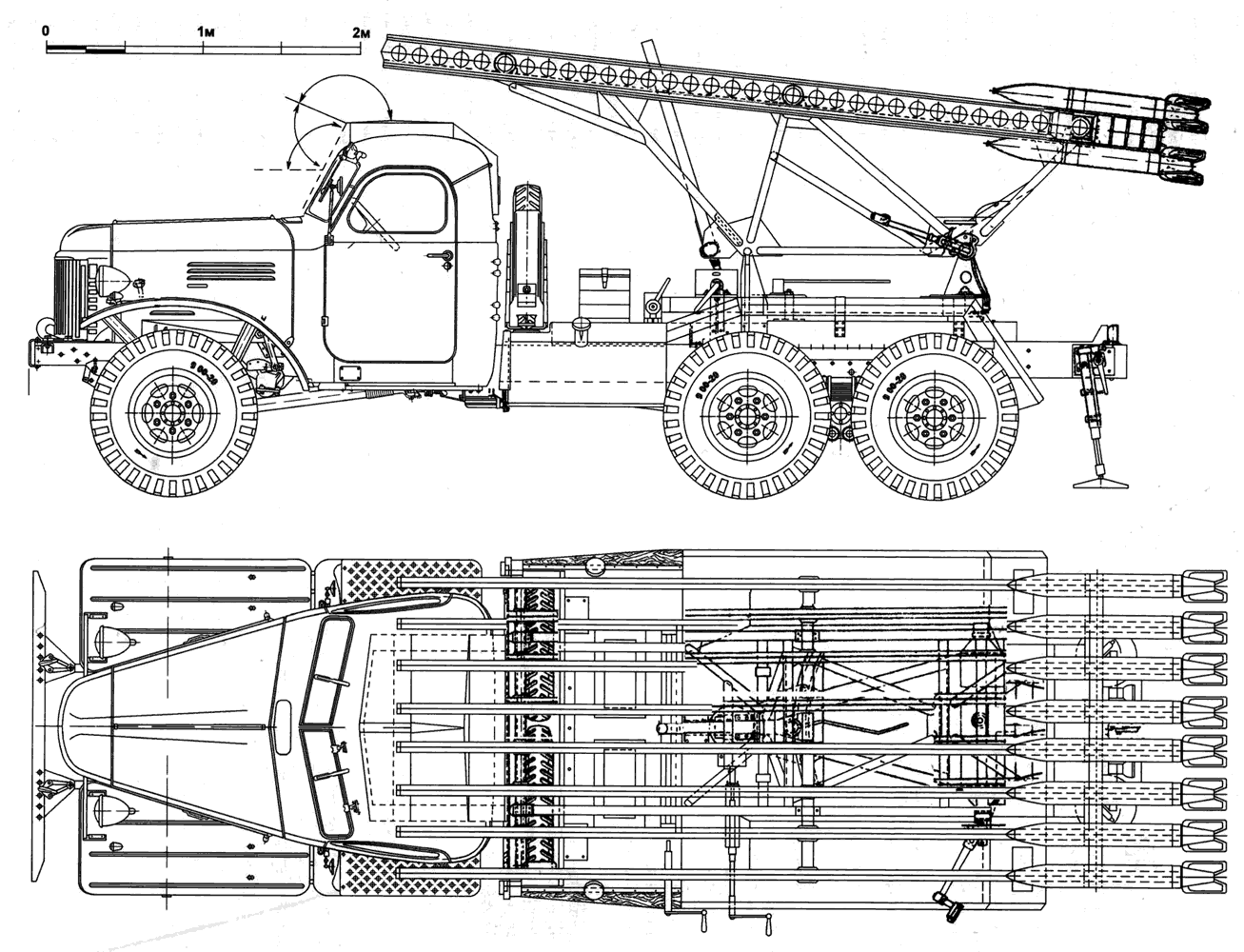Чертеж БМ-13 на базе ЗиС-151