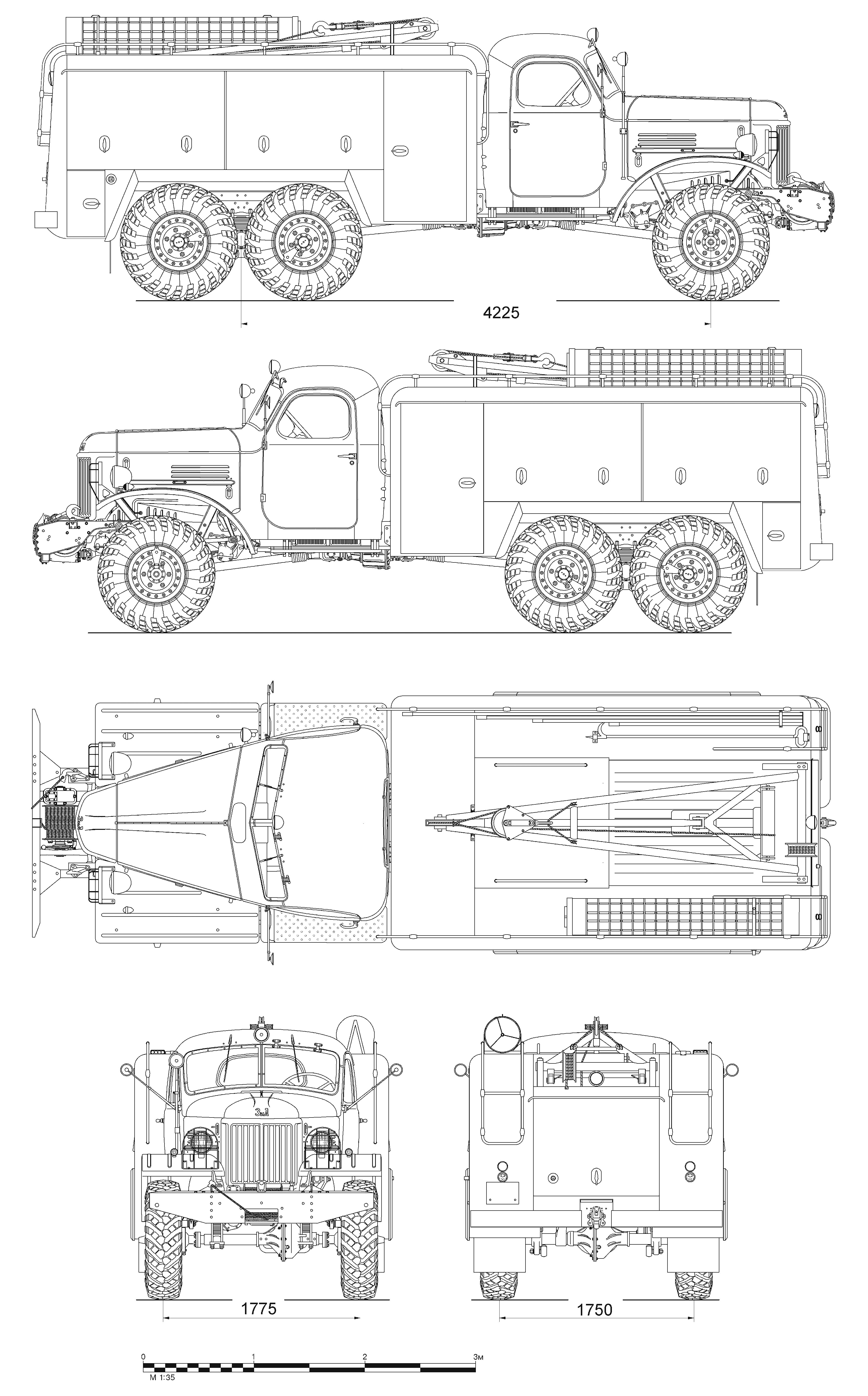 Чертеж. Автомобиль технической службы АТ-2(157К)-ТА
