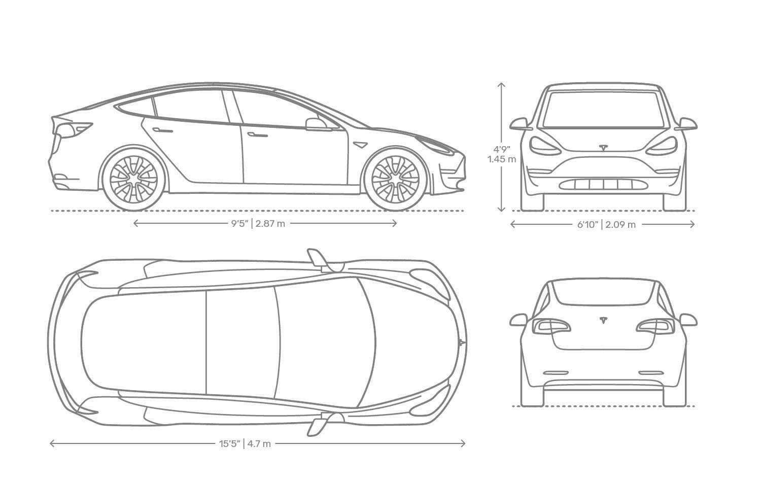 Чертеж Tesla Model 3