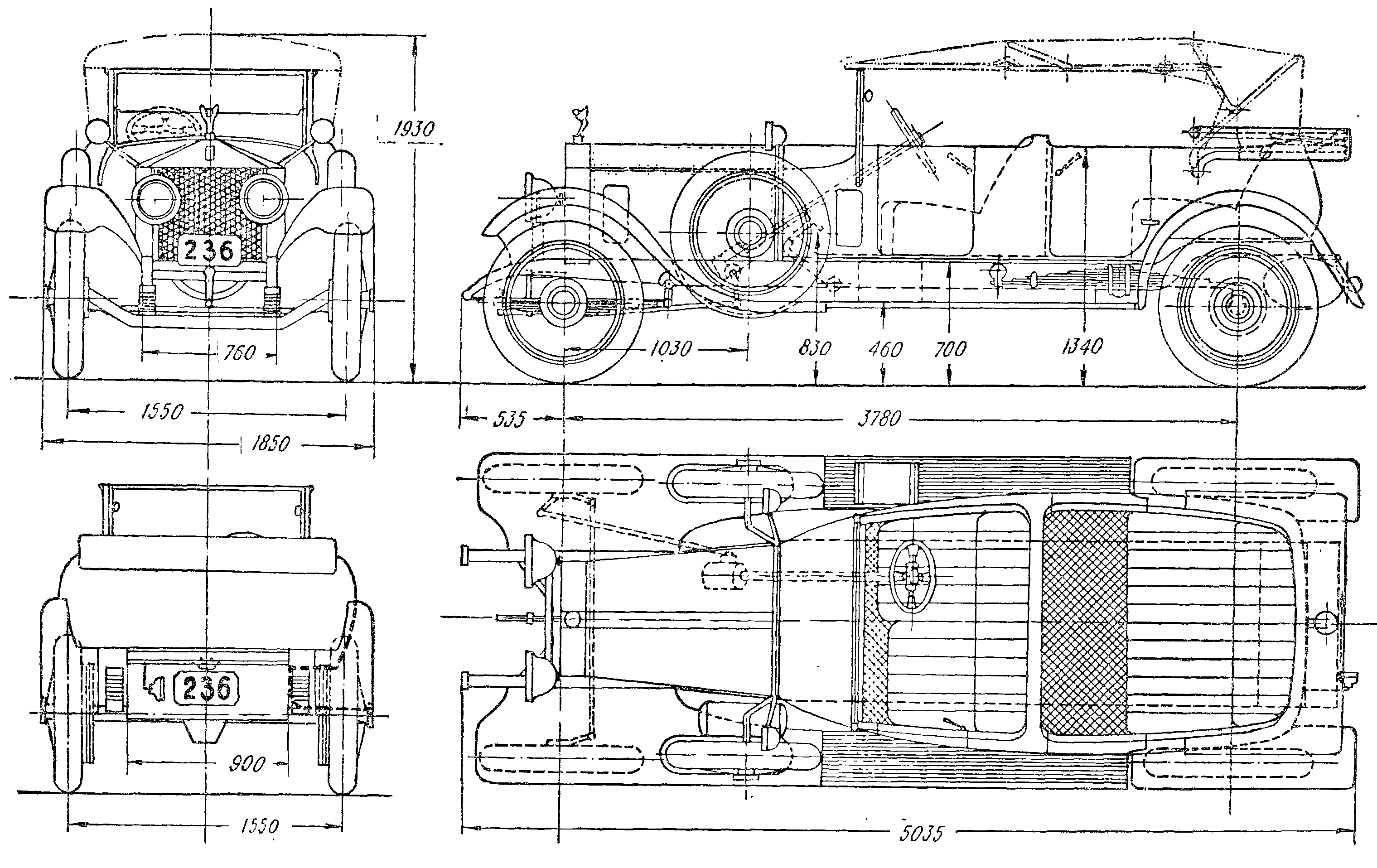 Чертеж Rolls-Royce 40/50hp Silver Ghost