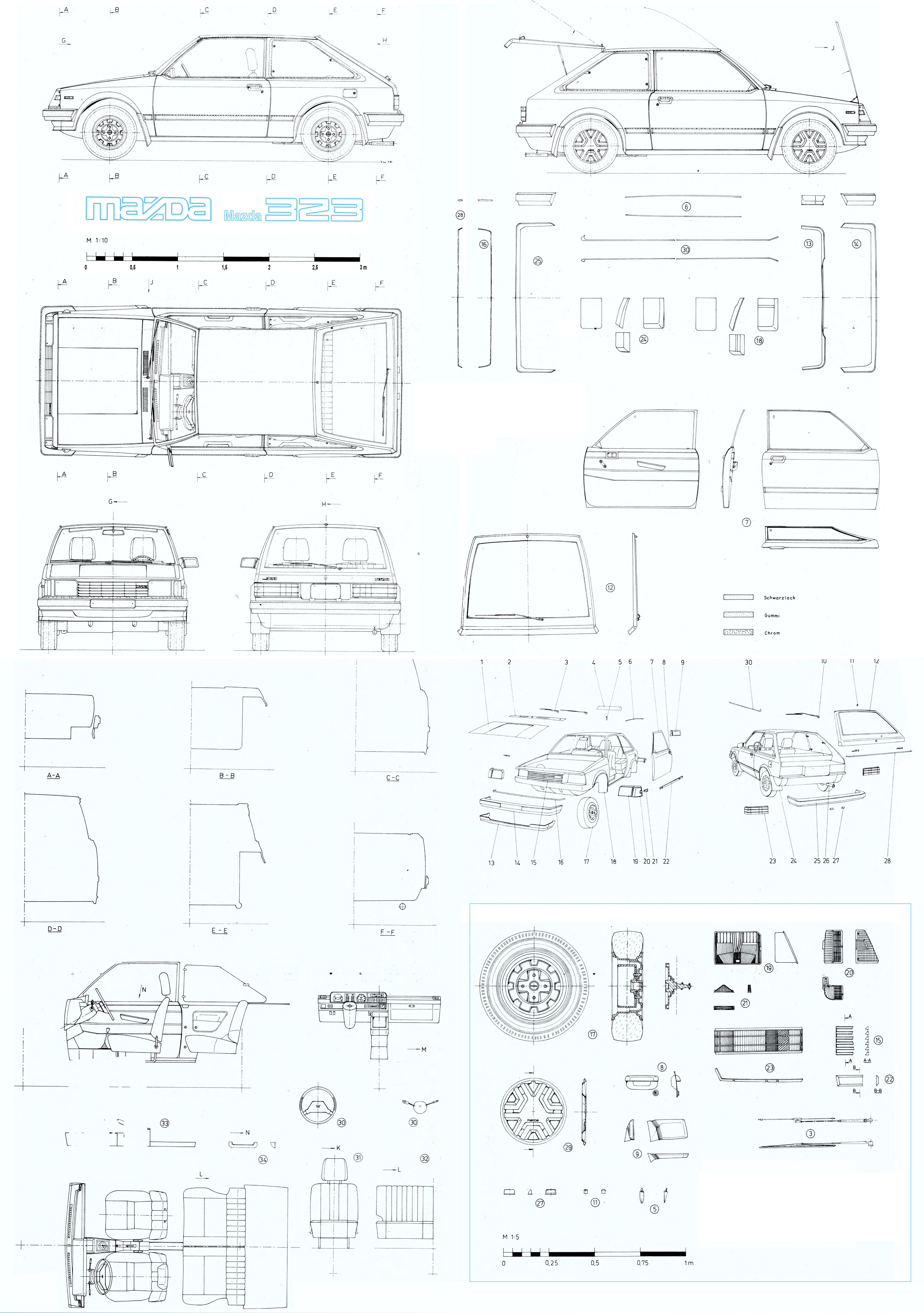Чертеж Mazda 323