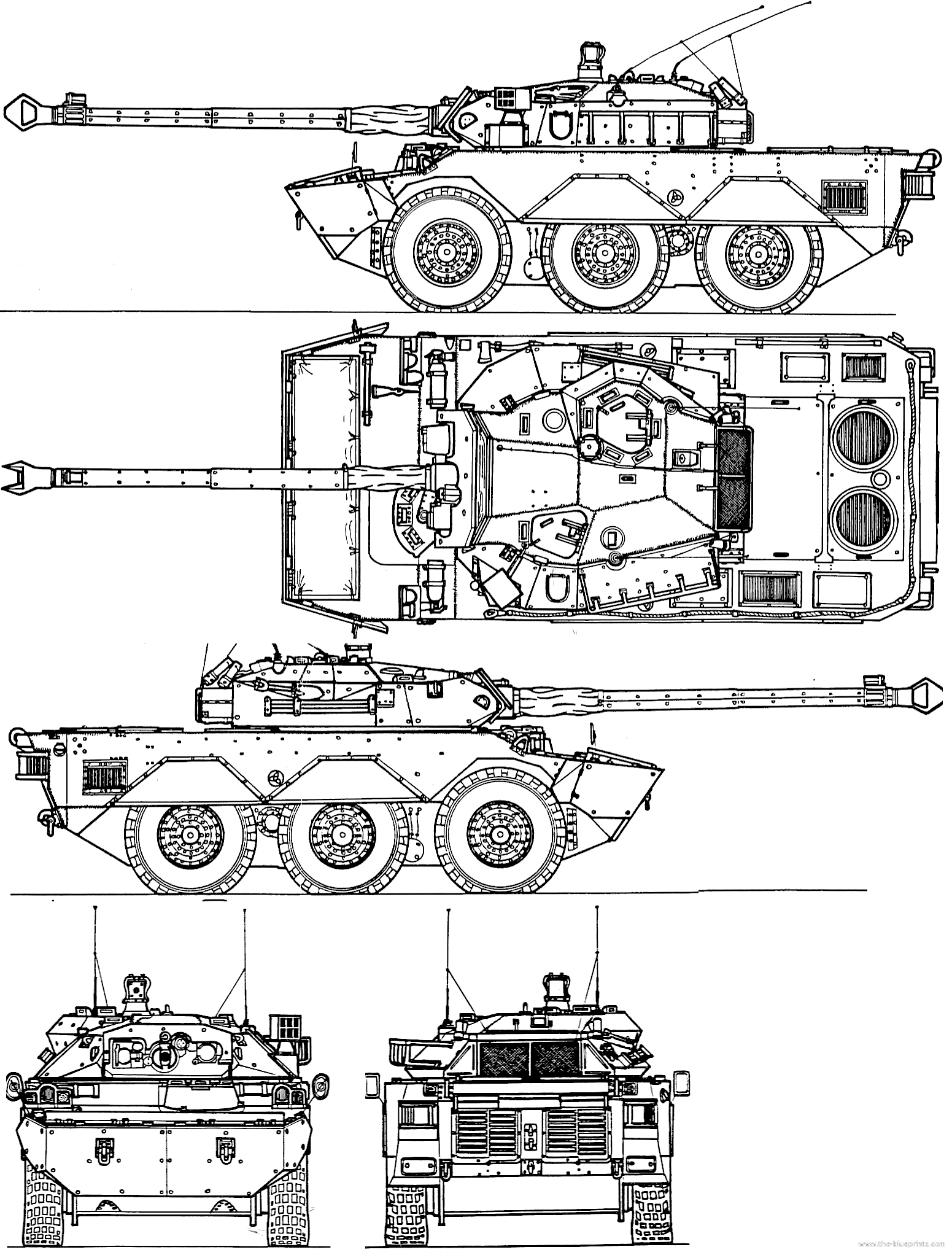 Чертеж тяжёлого бронеавтомобиля AMX-10RC