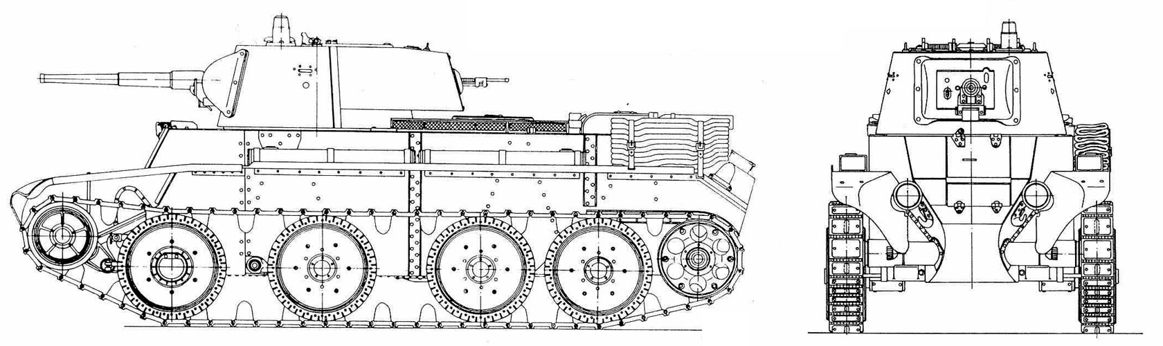 Чертеж БТ-7 с конической башней