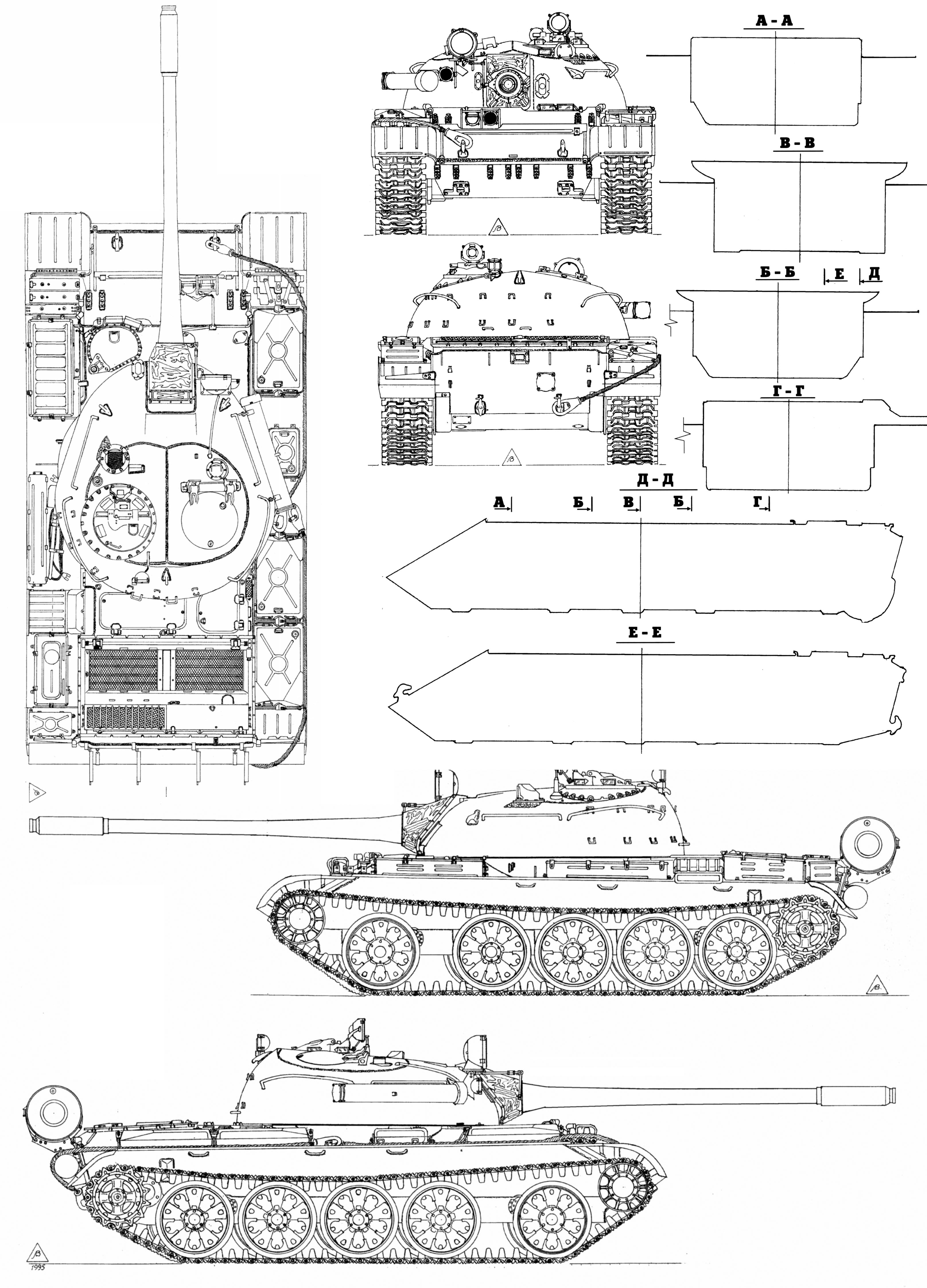 Чертеж танка Т-54А
