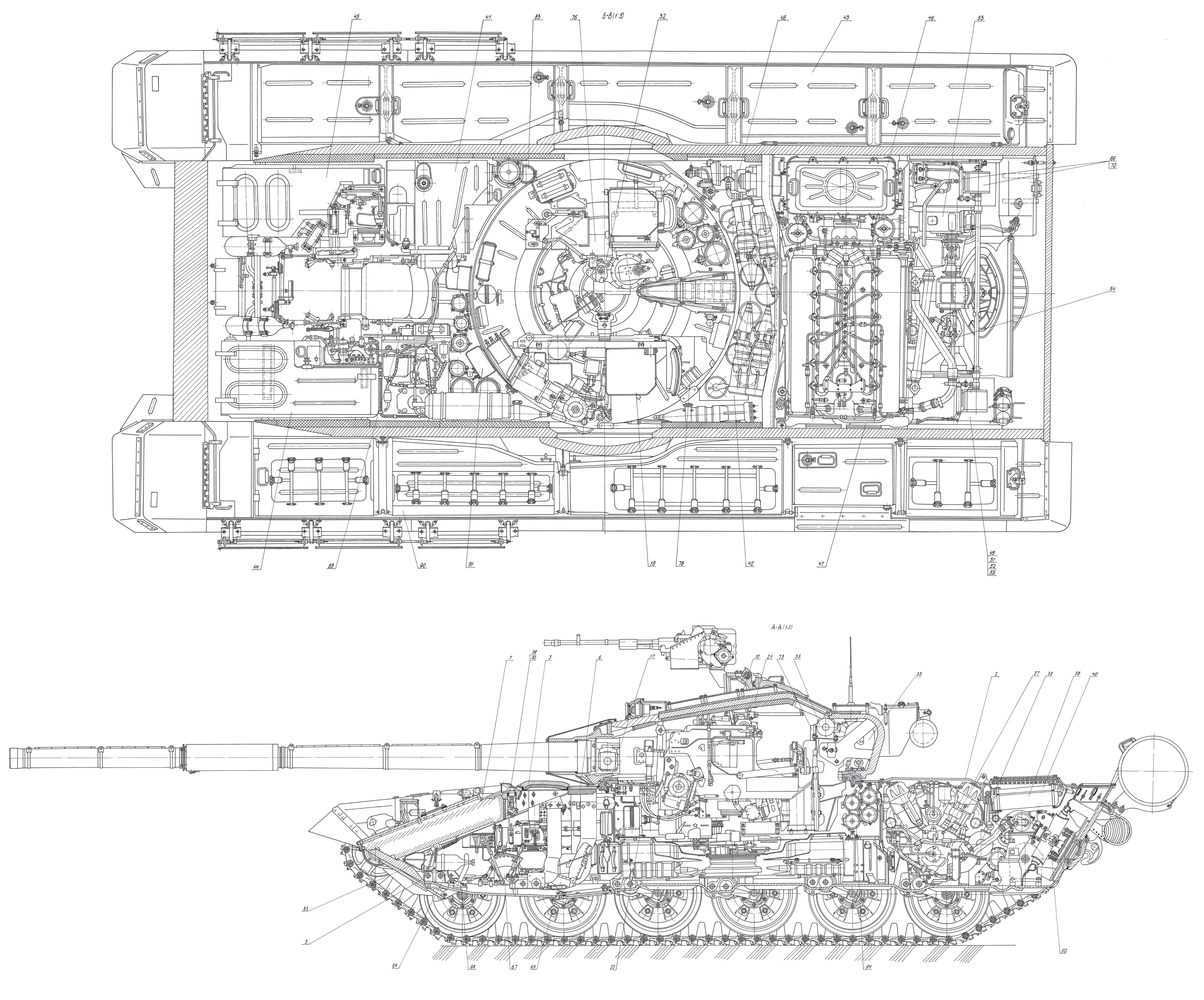 Чертеж танка Т-90