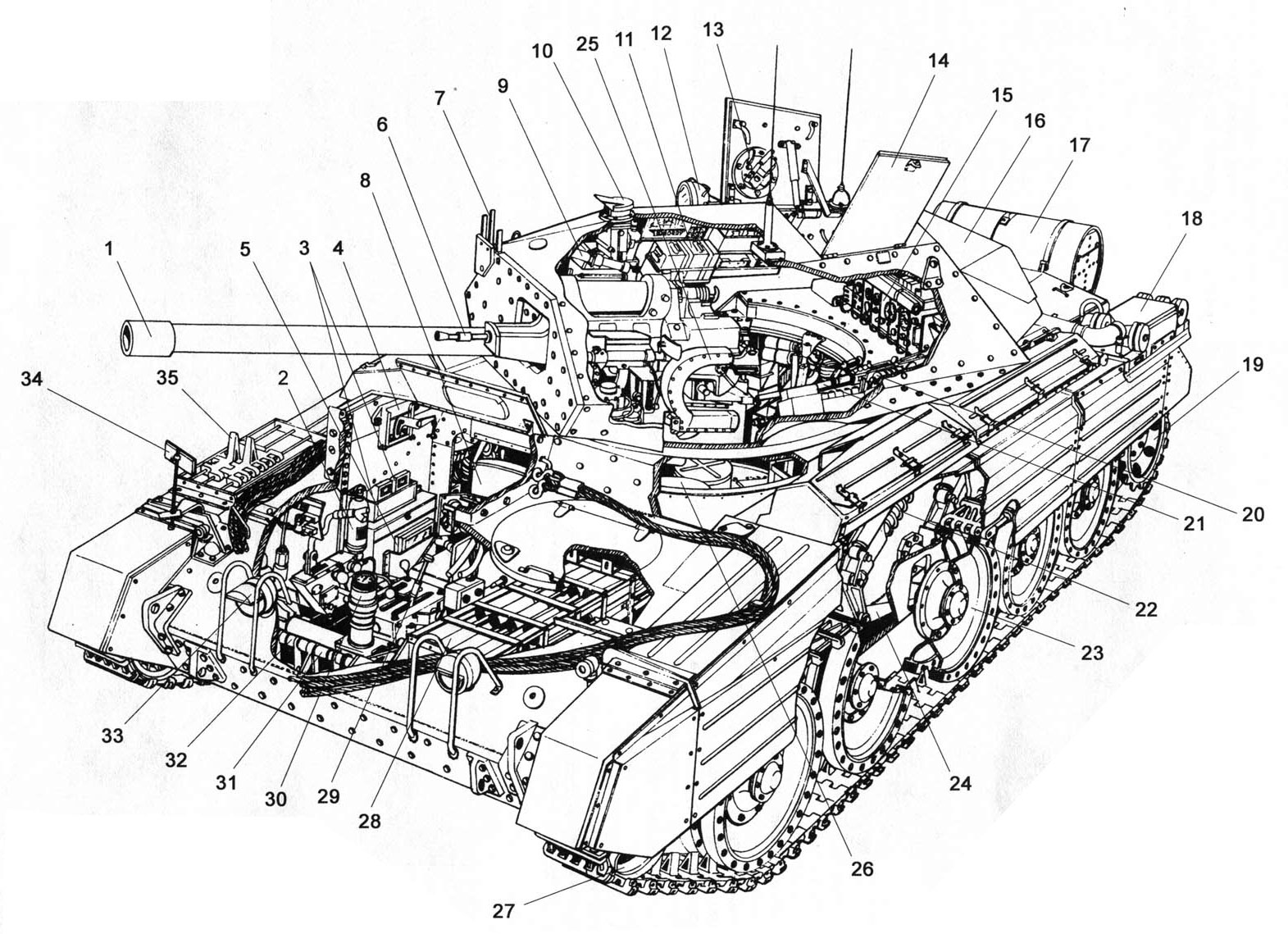 Компоновка танка Cruiser Mk.VI «Crusader III»