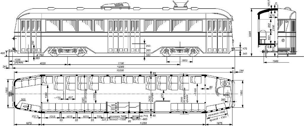 Чертеж трамвая ЛМ-36