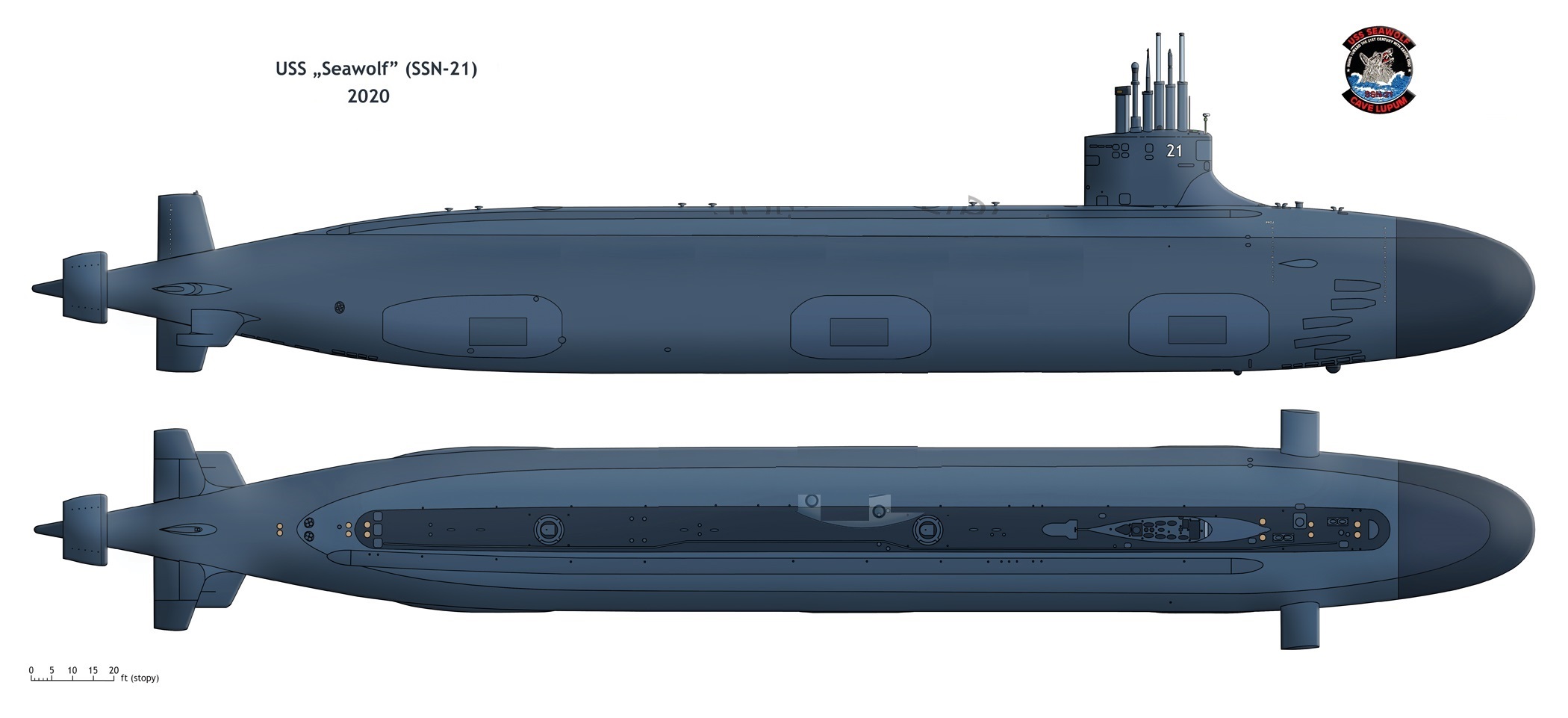 Силуэт подводной лодки Seawolf
