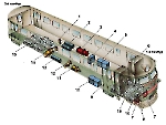 Компоновка головного вагона ЭР-2 с круглой кабиной