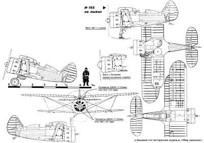 Чертеж истребителя И-153