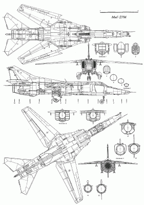 Чертеж МиГ-27М