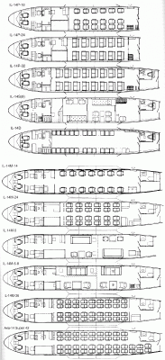 Варианты пассажирских салонов Ил-14