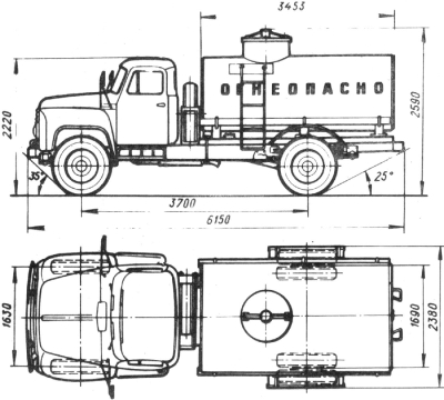Чертеж ГАЗ-53 Автомобиль-цистерна 808 (АЦ-4,2-53А)
