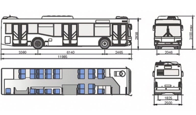 Чертеж автобуса МАЗ-103