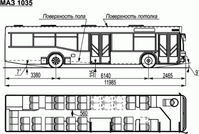 Чертеж автобуса МАЗ-1035