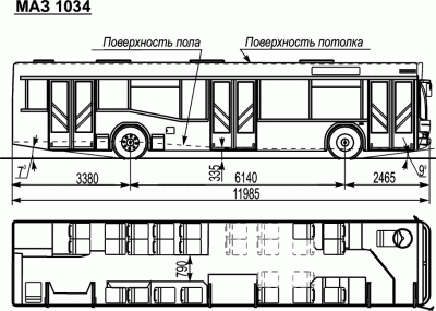 Чертеж автобуса МАЗ-1034